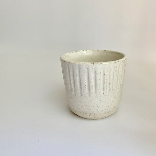 Tumbler ~ white speckle (top carved)